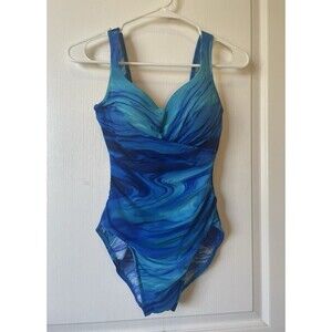 Miraclesuit Escape One Piece Swimsuit Underwire Size 10 Blue